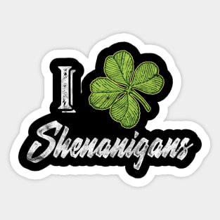 'I Clover Shenanigans' Cool St. Patrick Shenanigan Sticker